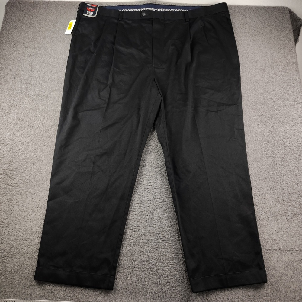 Roundtree & Yorke TravelSmart Black Pleated Pants 50x30 Big Man Core Comfort
